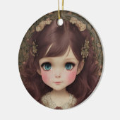 Schattige stijl Chibi Kawaii Girl Art Keramisch Ornament (Links)
