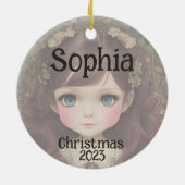 Schattige stijl Chibi Kawaii Girl Art Keramisch Ornament (Achterkant)