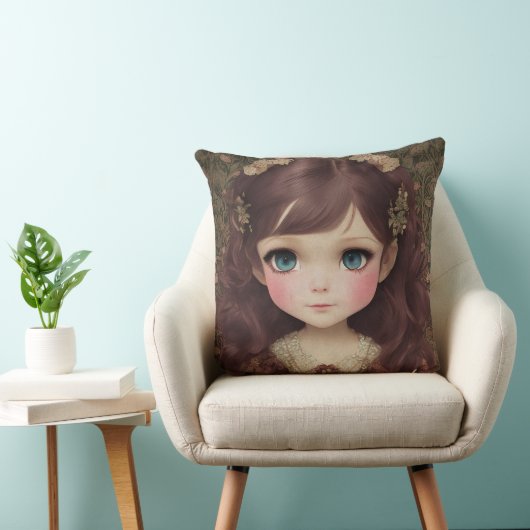 Schattige  stijl Chibi Kawaii Girl Art Kussen (Stoel)