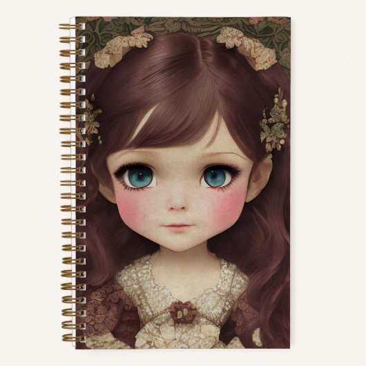 Schattige  stijl Chibi Kawaii Girl Art Notitieboek (Voorkant)