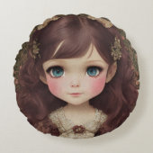 Schattige  stijl Chibi Kawaii Girl Art Rond Kussen (Voorkant)