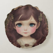 Schattige  stijl Chibi Kawaii Girl Art Rond Kussen (Achterkant)