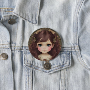 Schattige  stijl Chibi Kawaii Girl Art Ronde Button 7,6 Cm