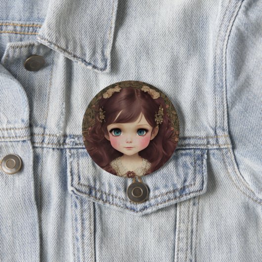 Schattige  stijl Chibi Kawaii Girl Art Ronde Button 7,6 Cm (In situ)