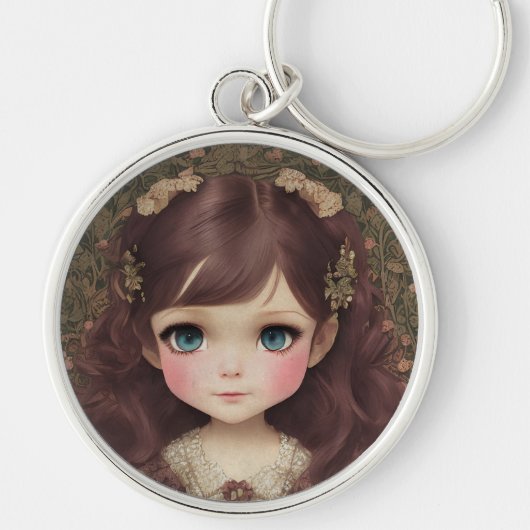 Schattige  stijl Chibi Kawaii Girl Art Sleutelhanger (Voorkant)