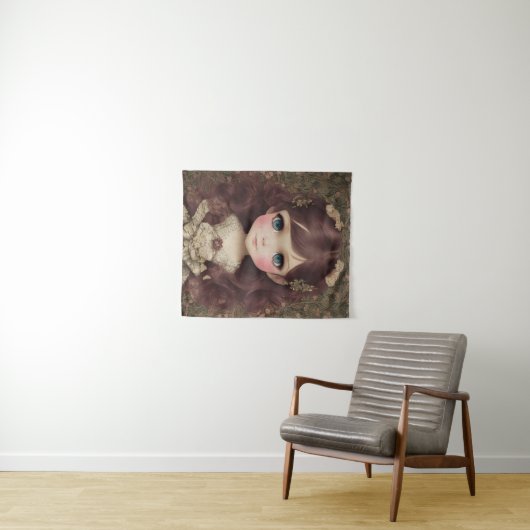 Schattige  stijl Chibi Kawaii Girl Art Wandkleed (In Situ (horizontaal))