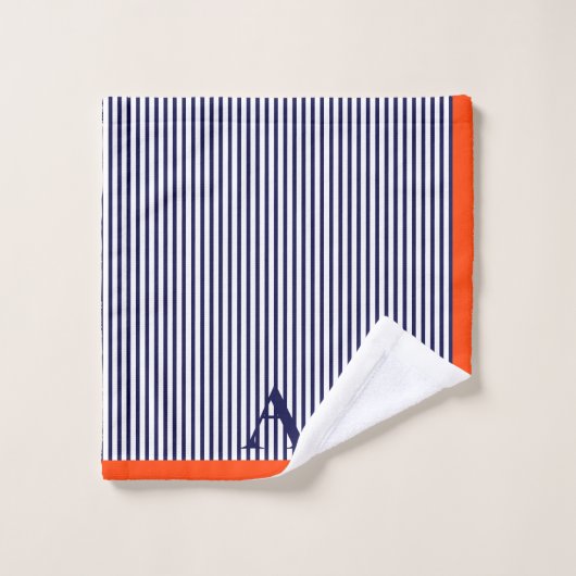 Schattige stijlvol blauw en Sinaasappel gestreepte Bad Handdoek (Wasdoekje)