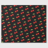 Schattige Stijlvol Chic  Retro Rode Kersen Zwart Cadeaupapier (Vlak)