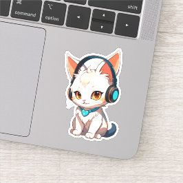 Schattige stijlvol Kat in hoofdtelefoon Sticker