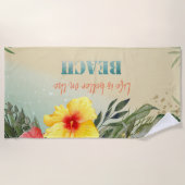 Schattige stijlvol strand, Palm Leaf Hibiscus Strandlaken (Voorkant)