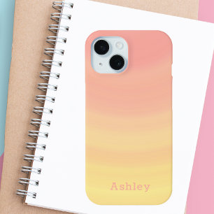 Schattige Stijlvol Trendy Roze en Gele Girly iPhone 15 Case
