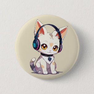 Schattige stijlvolle kat ronde button 5,7 cm