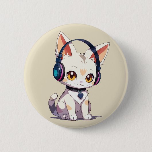 Schattige stijlvolle kat ronde button 5,7 cm (Voorkant)
