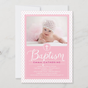 Schattige Stippen Doopuitnodiging - Roze Kaart