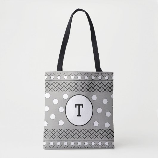 Schattige Stippen Grijs Patroon Monogram Tote Bag (Voorkant)