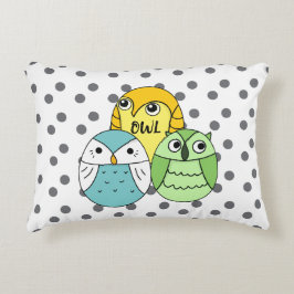 Schattige stippen uil kinder wit accent kussen