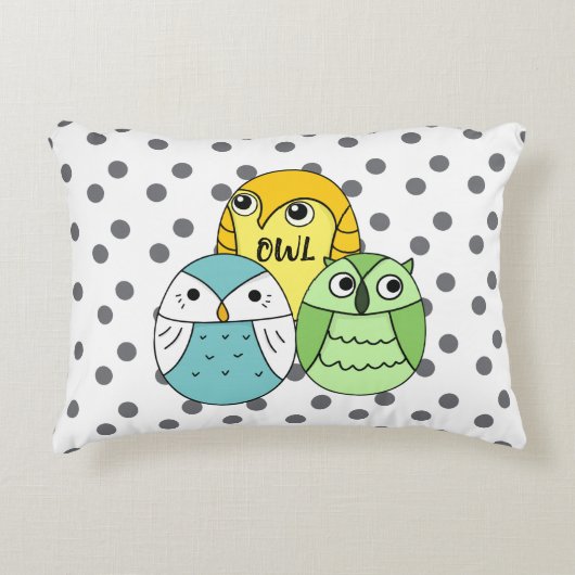 Schattige stippen uil kinder wit accent kussen (Voorkant)