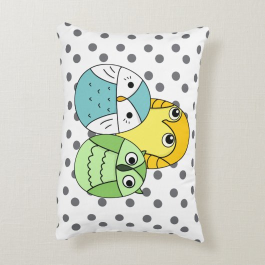 Schattige stippen uil kinder wit accent kussen (Achterkant (Verticaal))