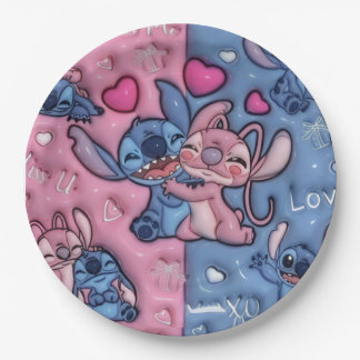 Schattige Stitch en Angel Koppel Papieren Bord