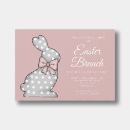 Schattige Stof Roze Konijn Pasen Brunch Kaart