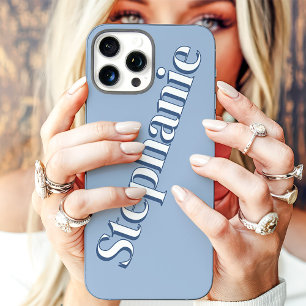 Schattige Stofblauwe Minimalistische Aangepaste Na iPhone 16 Pro Max Hoesje