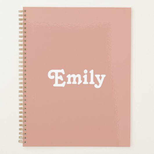 Schattige stoffig roze aangepaste naam tekst jaar  planner (Voorkant)