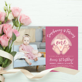 Schattige stoffig roze wat konijn 1st bday party f kaart