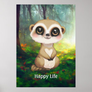 Schattige stokstaartje poster