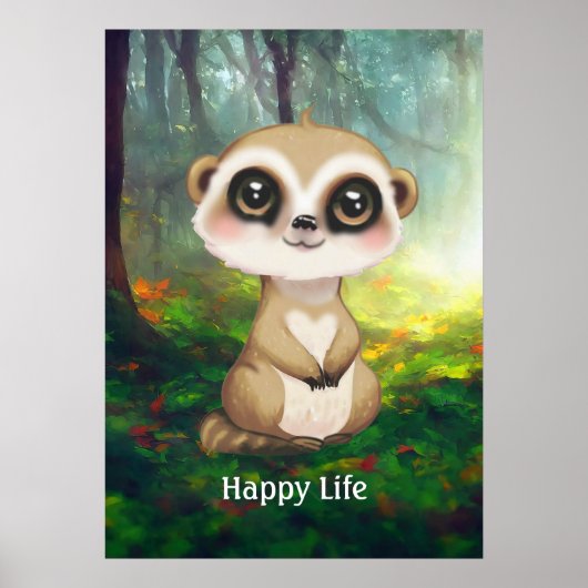 Schattige stokstaartje poster (Voorkant)