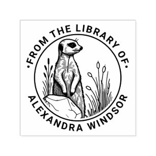 Schattige stokstaartje Staand #1 Bibliotheek Boek Zelfinktende Stempel
