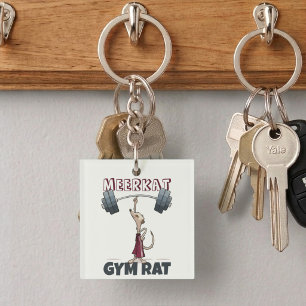 Schattige stokstaartjes gym rat grappige gewichthe sleutelhanger