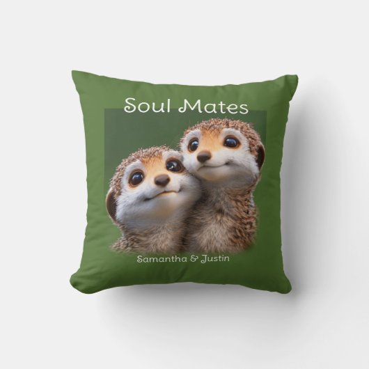 Schattige stokstaartjes zielenzielen groene achter kussen (Voorkant)