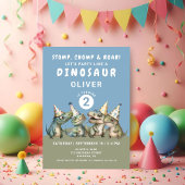 Schattige Stomp, Chomp & Roar Dinosaur 2e Verjaard Kaart
