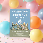 Schattige Stomp, Chomp & Roar Dinosaur 2e Verjaard Kaart