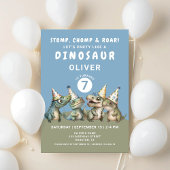 Schattige Stomp, Chomp & Roar Dinosaur 7e Verjaard Kaart