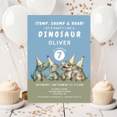 Schattige Stomp, Chomp & Roar Dinosaur 7e Verjaard Kaart