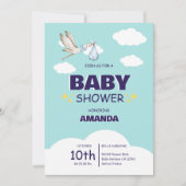 Schattige Stork Baby shower Invitation Kaart (Voorkant)