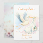 Schattige Stork binnenkort aangekondigd Uitnodigin Kaart (Voorkant / Achterkant)