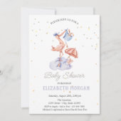 Schattige Stork Stars Baby shower Kaart (Voorkant)