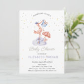 Schattige Stork Stars Baby shower Kaart (Staand voorkant)