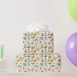 Schattige Storybook Safari Animals Gift Wrap Cadeaupapier