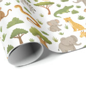Schattige Storybook Safari Animals Gift Wrap Cadeaupapier (Rol Hoek)