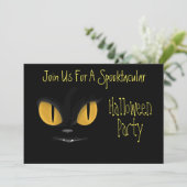 Schattige stoute zwarte kat met hoektanden Hallowe Kaart (Staand voorkant)