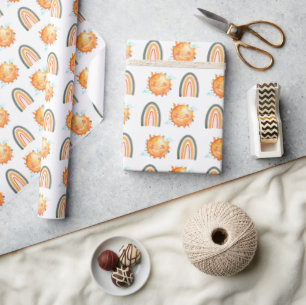 Schattige Straal Van Zonneschijn Regenboog Zomer B Cadeaupapier