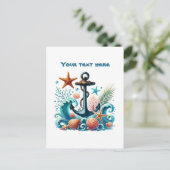 Schattige strand aanpasbaar Ship's anchor Briefkaart (Staand voorkant)