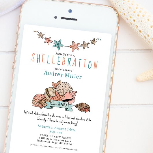 Schattige strand Afstuderen weg afscheidsfeest Kaart