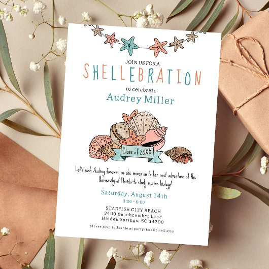 Schattige strand Afstuderen weg afscheidsfeest Kaart