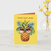 Schattige strand ananas tekst toevoegen kaart (Gele Bloem)