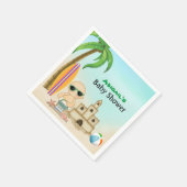 Schattige strand Baby Sandcastle n Surfboard Baby  Servet (Hoek)