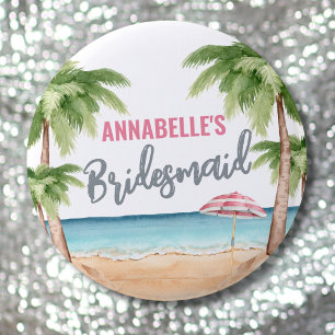 Schattige Strand Bachelorette Party Bruidsmeisje Ronde Button 5,7 Cm